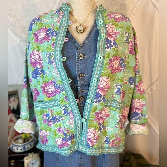 Vintage Jackets & Blazers - Vintage Tudor Court Floral Jacket Medium
